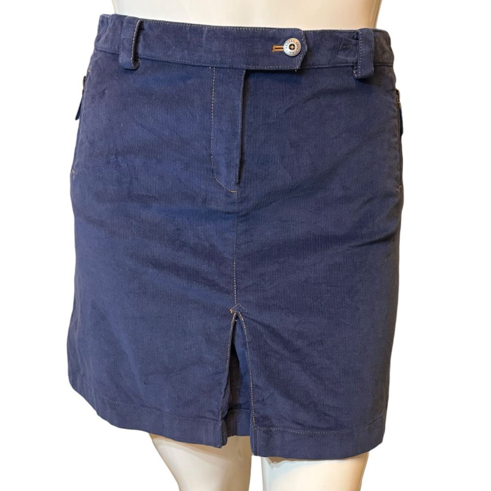 Brooks Brothers Corduroy Mini Skirt, 10, Blue Cotton Cord, Classic Preppy